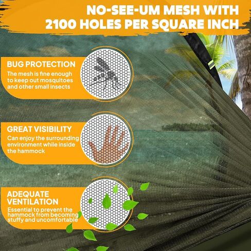 Chihee Ultra-Light Travel Camping Hammock Pop-up Net Hammock 660lbs Load Capacity,Breathable,Quick-Drying Parachute Nylon 2 Premium Carabiners,2 Tree Slings Included for Outdoor Backpacking Hiking in Kuwait