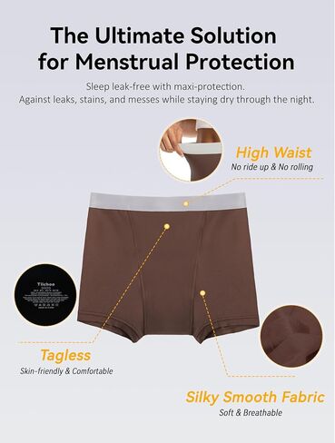 TIICHOO Period Underwear for Women Heavy Flow Leakproof Menstural Underwear Period Shorts 5 Pack in Kuwait