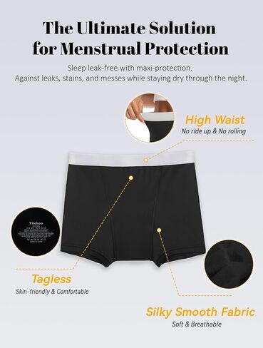 TIICHOO Period Underwear for Women Heavy Flow Leakproof Menstural Underwear Period Shorts 5 Pack in Kuwait