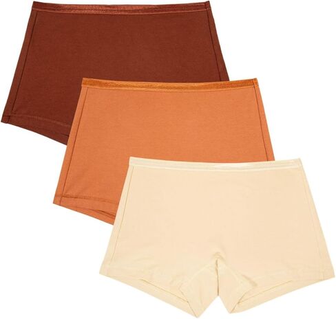 Subset Women's Organic Cotton Mid-Rise Shortie 3-Pack, All-Day Comfort, Boy Shorts, Soft & Breathable in Kuwait