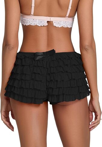 Women Lace Layered Micro Shorts Cotton Soft Y2k Cute Fairy Pajamas Bottoms Low Rise Bloomers Panties in Kuwait