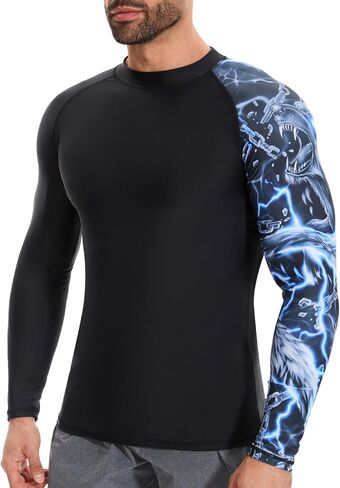 MISS MOLY Men's Long Sleeve UPF 50+ Rash Guard Skins Compression Shirt UV Sun Protection Athletic Workout Rashguard in Saudi Arabia