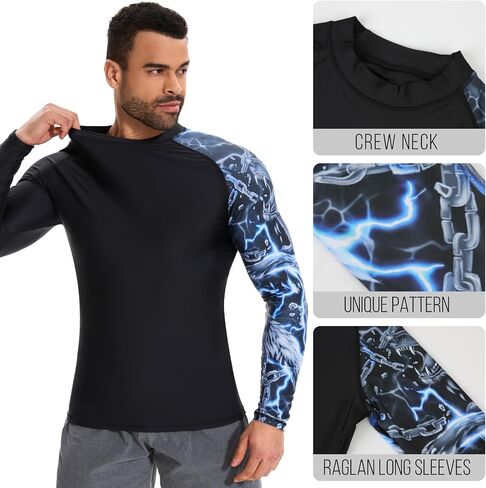 MISS MOLY Men's Long Sleeve UPF 50+ Rash Guard Skins Compression Shirt UV Sun Protection Athletic Workout Rashguard in Saudi Arabia