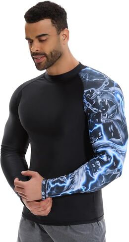 MISS MOLY Men's Long Sleeve UPF 50+ Rash Guard Skins Compression Shirt UV Sun Protection Athletic Workout Rashguard in Saudi Arabia