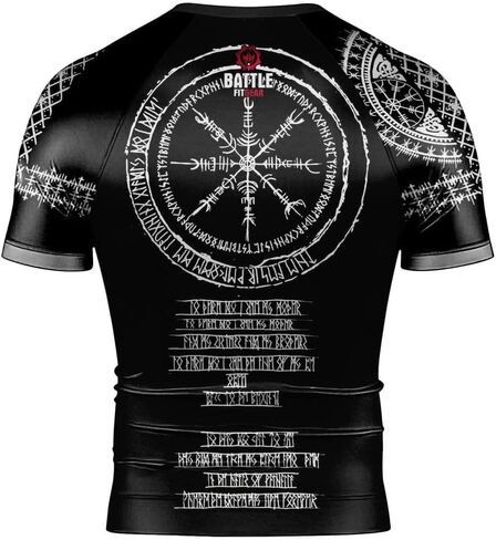 Viking Norse Rune Men's Rash Guard Shirts Short Sleeve, Baselayer Compression Shirt for Jiu Jitsu MMA in Kuwait