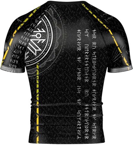 Viking Norse Rune Men's Rash Guard Shirts Short Sleeve, Baselayer Compression Shirt for Jiu Jitsu MMA in Kuwait