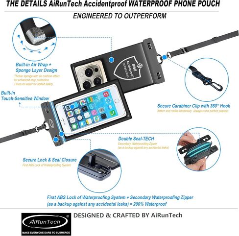AiRunTech Universal Waterproof Phone Pouch, River Lake Essential Accessories Protector iPhone Passport Money,Kayaking Boating Canoe Paddle Board Must Haves in Saudi Arabia