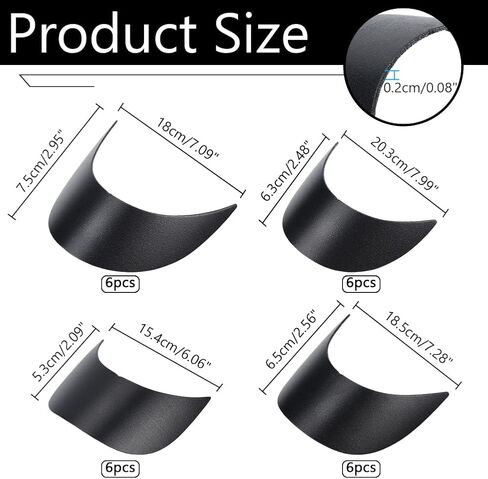 NBEADS 24 Pcs 4 Styles Baseball Cap Visor Insert, Plastic Hat Brim Board Tennis Hat Brim Replacement Liner Shaper in Kuwait