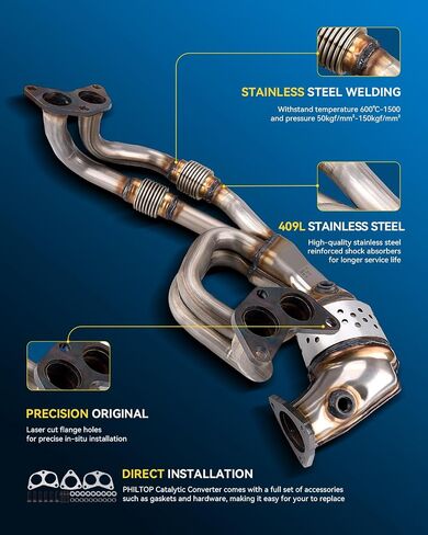 PHILTOP Catalytic Converter Compatible with Subaru, Saab, 1999-2005 Forester 2.5L Naturally Aspirated, 2000-2005 Impreza 2.5L Naturally Aspirated, 2005 9-2X 2.5L Naturally Aspirated(EPA Compliant) in Saudi Arabia