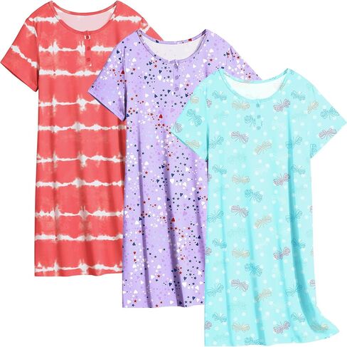 Ekouaer 3 Pack Women's Sleepshirts Soft Sleepwear Short Sleeve T-Shirt Nightgowns Casual Sleepdress Nightshirts in Saudi Arabia