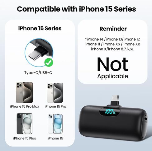 [2-Pack] Mini Portable Charger 5000mAh Power Bank, 3A PD USB C Cell Phone Portable Power, LCD Display Battery Pack Compatible with iPhone 15/15 plus/15 pro/15 pro Max/Android phone/Samsung/Moto/LG etc in Kuwait