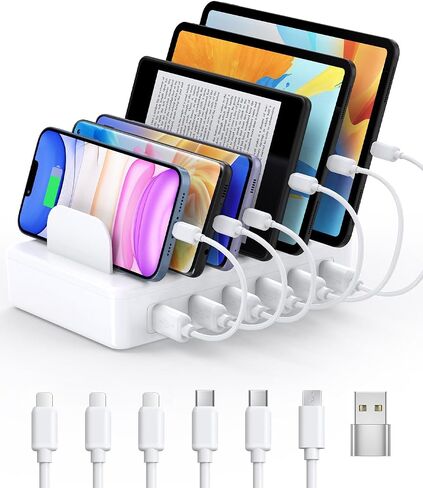 محطة شحن متعددة 50 وات، 6 منافذ، قاعدة شحن USB لأجهزة متعددة in Kuwait