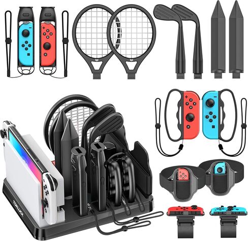 Switch Sports Accessories Kit with Storage Station - Compatible with Switch/OLED & Joy-con, Ideal for Family Sports Party Game Organization for Nintendo Switch Interactive Gaming Figures in Kuwait