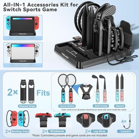 Switch Sports Accessories Kit with Storage Station - Compatible with Switch/OLED & Joy-con, Ideal for Family Sports Party Game Organization for Nintendo Switch Interactive Gaming Figures in Kuwait