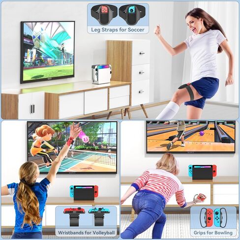 Switch Sports Accessories Kit with Storage Station - Compatible with Switch/OLED & Joy-con, Ideal for Family Sports Party Game Organization for Nintendo Switch Interactive Gaming Figures in Kuwait