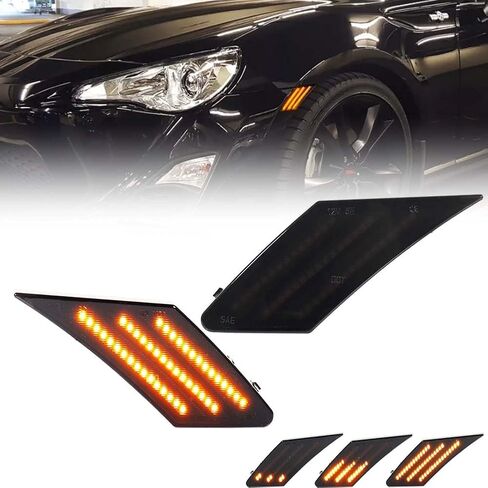 مصابيح علامة جانبية متتابعة LED لعام 2013-2016 SCION FR-S ، 2013-2021 Suba-Ru Brz ، 2017-2021 Toyo-Ta 86 ، مصابيح العلامة الجانبية المدخنة للعدسة ، مصابيح إشارة LED الأمامية الأمامية ، 2 PCS in Kuwait