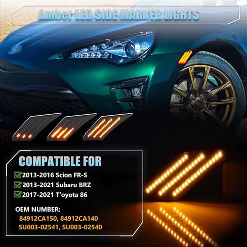 مصابيح علامة جانبية متتابعة LED لعام 2013-2016 SCION FR-S ، 2013-2021 Suba-Ru Brz ، 2017-2021 Toyo-Ta 86 ، مصابيح العلامة الجانبية المدخنة للعدسة ، مصابيح إشارة LED الأمامية الأمامية ، 2 PCS in Kuwait