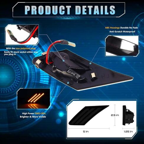 مصابيح علامة جانبية متتابعة LED لعام 2013-2016 SCION FR-S ، 2013-2021 Suba-Ru Brz ، 2017-2021 Toyo-Ta 86 ، مصابيح العلامة الجانبية المدخنة للعدسة ، مصابيح إشارة LED الأمامية الأمامية ، 2 PCS in Kuwait