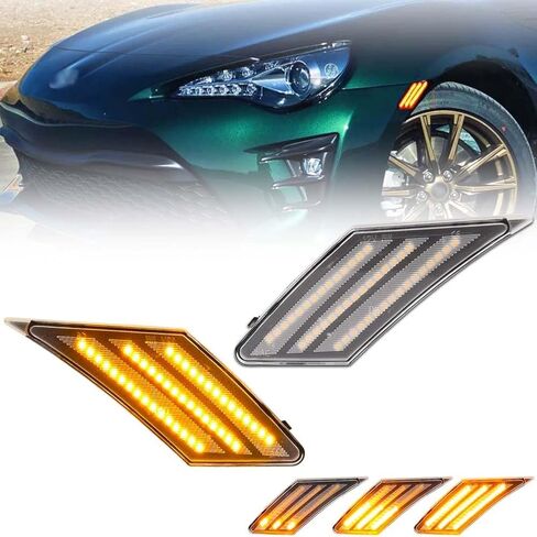 مصابيح علامة جانبية متتابعة LED لعام 2013-2016 SCION FR-S ، 2013-2021 Suba-Ru Brz ، 2017-2021 Toyo-Ta 86 ، مصابيح العلامة الجانبية المدخنة للعدسة ، مصابيح إشارة LED الأمامية الأمامية ، 2 PCS in Kuwait