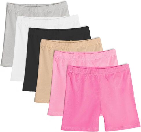 6 Pack Girls Shorts Girls Under Dress Dance Cotton Shorts Girl Bike Short Multicolor 2-10 Years in Saudi Arabia