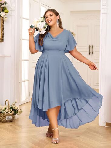 ZNU Plus Size Prom Dresses 2025 High Low Bridesmaid Dress Summer Wedding Guest Formal Cocktail Dress for Women in Saudi Arabia