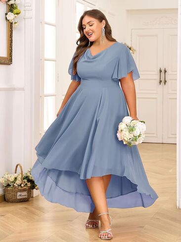 ZNU Plus Size Prom Dresses 2025 High Low Bridesmaid Dress Summer Wedding Guest Formal Cocktail Dress for Women in Saudi Arabia