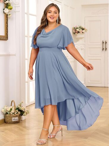ZNU Plus Size Prom Dresses 2025 High Low Bridesmaid Dress Summer Wedding Guest Formal Cocktail Dress for Women in Saudi Arabia