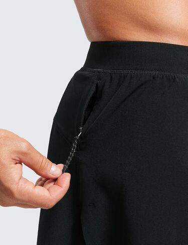CRZ YOGA Mens Side Split Running Shorts 4'' - Quick Dry for Athletic Gym Workout with Zip Pocket and Brief Liner in Saudi Arabia