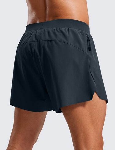CRZ YOGA Mens Side Split Running Shorts 4'' - Quick Dry for Athletic Gym Workout with Zip Pocket and Brief Liner in Saudi Arabia