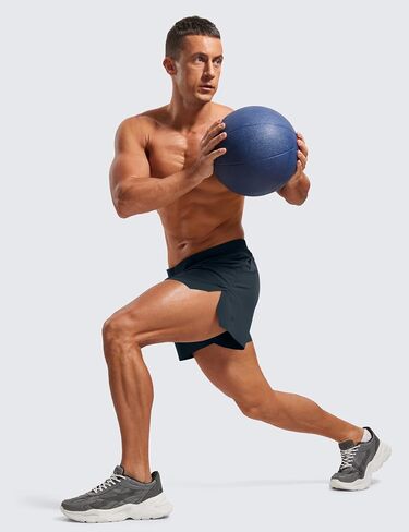 CRZ YOGA Mens Side Split Running Shorts 4'' - Quick Dry for Athletic Gym Workout with Zip Pocket and Brief Liner in Saudi Arabia
