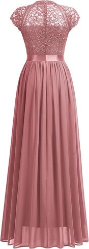 Miusol Women's Elegant Sequin Lace Contrast Chiffon Split Style Evening Party Maxi Dress in Kuwait