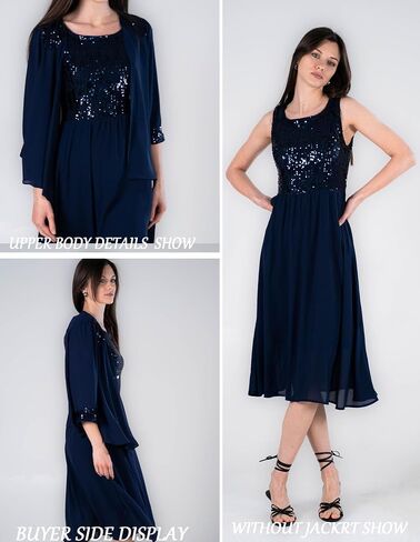 GRACE KARIN Wedding Guest Dress Mother of The Bride Dresses Two Piece Formal Sequin Dress with Jacket Tea Length 2025 in Kuwait
