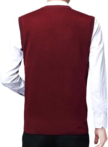 ZUEVI Men's Sweater Vests V-Neck Sleeveless Knitted Pullover Sweaters Relax Fit Classic Striped Vest Knitwear in Saudi Arabia