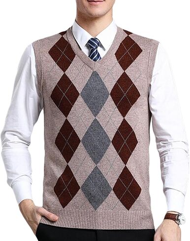 ZUEVI Men's Sweater Vests V-Neck Sleeveless Knitted Pullover Sweaters Relax Fit Classic Striped Vest Knitwear in Saudi Arabia