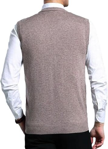 ZUEVI Men's Sweater Vests V-Neck Sleeveless Knitted Pullover Sweaters Relax Fit Classic Striped Vest Knitwear in Saudi Arabia