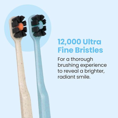 Lindo EcoCare Polishing Toothbrush - Charcoal Infused Bristles & Biodegradable Handle, for Sensitive Gums and Teeth, 12000+ Ultra Fine Charcoal Infused Bristles, Soft and Gentle, Pack of 4 in Saudi Arabia