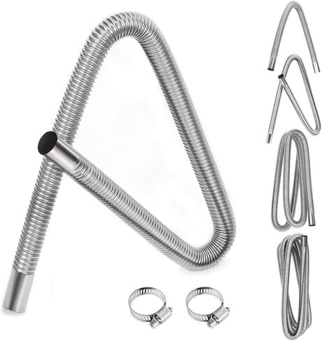 Glarks 3pcs مجموعة أنابيب العادم من الفولاذ المقاوم للصدأ ، تشمل 1pcs 1 23 بوصة 1in قطرت أنبوب العادم من الفولاذ المقاوم للصدأ ، 2pcs المشابك خرطوم ، خزان الوقود غاز غاز تنفيس الأنابيب المرنة العادم مرنة in Kuwait