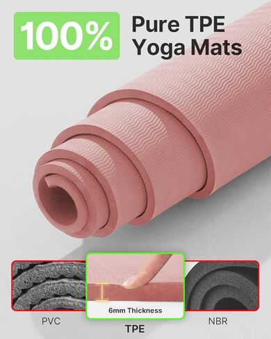 YOTTOY Large Yoga Mat (75 * 52 * 1/2inch),Extra Wide TPE Exercise Mat,Non-Slip Workout Mat for Pilates, Fitness, Barefoot, Home Gym Studio with Strap and Towel in Kuwait