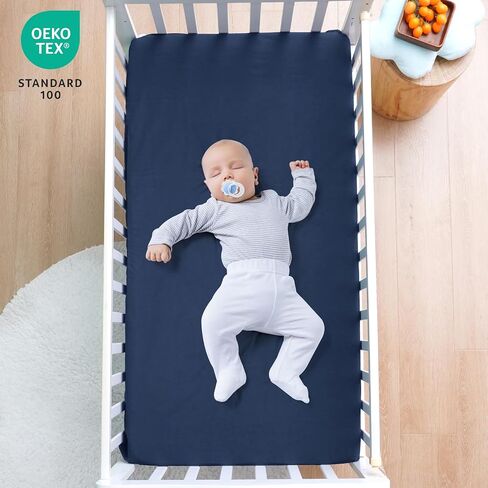david's kids Waterproof Crib Sheets Fitted 2 Pack, Ultra Soft Breathable Crib Mattress Protector for Boys Girls Neutral, Fit Standard Crib Mattress and Toddler Mattresses, Black in Saudi Arabia