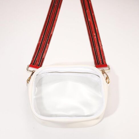Game Day Sequin Beaded Purse Strap Replacement Red Blue Crossbody Shoulder Bag Strap for Stadium Approved Clear Bag in Kuwait