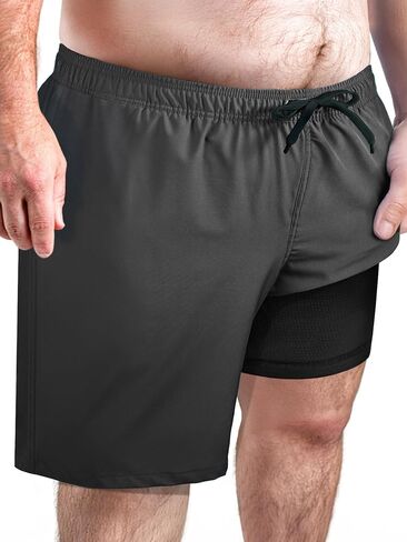 جذوع السباحة Arcweg Mens كبيرة و الطويلة زائد الحجم للرجال مع بطانة الضغط وجيب الجيب zip in Kuwait