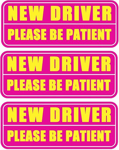 3 Pcs Student Driver Car Magnet, 10"x4" Please Be Patient Student Driver Teen Driver Magnet for Car, Pink Reflective & Waterproof Weather-Resistant in Kuwait