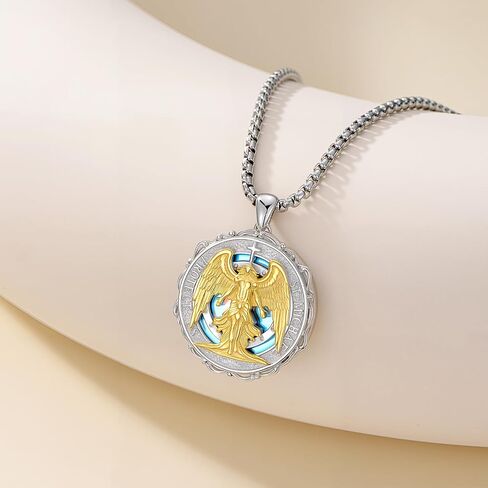 925 Sterling Silver Patron Saint Photo Locket Necklace – Religious Keepsake Pendant for Men Women Gift for Baptism in Saudi Arabia