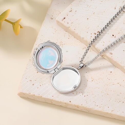 925 Sterling Silver Patron Saint Photo Locket Necklace – Religious Keepsake Pendant for Men Women Gift for Baptism in Saudi Arabia