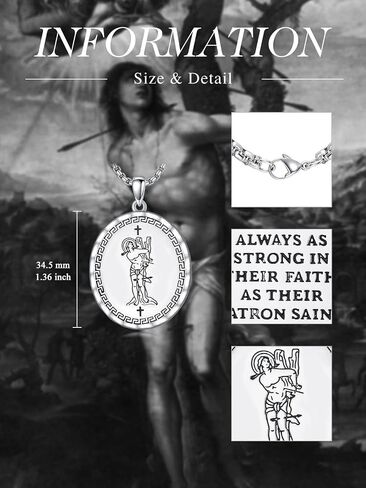 Sant Medal Necklace for Men Women Amulet Necklace, St.Michael//Virgin Mary Catholic Jewelry Protection Religious Pendant Necklace Sant Series Birthday Mothers Day Gifts, 22+2 Inch in Saudi Arabia
