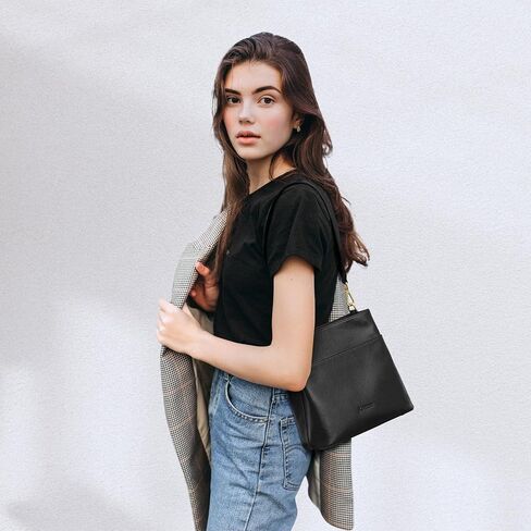 Kattee Leather Handbags for Women, Soft Shoulder Tote Crossbody Purses Bucket Bags with 2 Straps in Saudi Arabia
