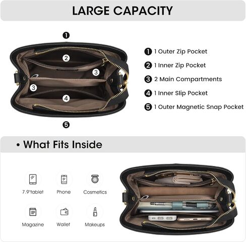 Kattee Leather Handbags for Women, Soft Shoulder Tote Crossbody Purses Bucket Bags with 2 Straps in Saudi Arabia