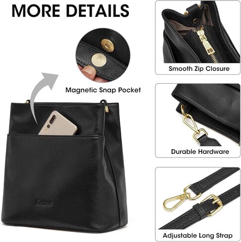 Kattee Leather Handbags for Women, Soft Shoulder Tote Crossbody Purses Bucket Bags with 2 Straps in Saudi Arabia