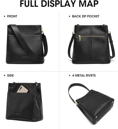 Kattee Leather Handbags for Women, Soft Shoulder Tote Crossbody Purses Bucket Bags with 2 Straps in Saudi Arabia