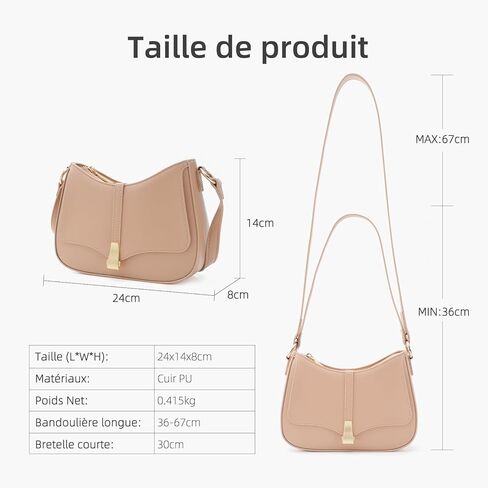 Prettyzys Crescent Shoulder Bag for Women, Vintage Retro Vegan Leather Clutch Tote Handbags Crossbody Bags Handbag for Women in Kuwait